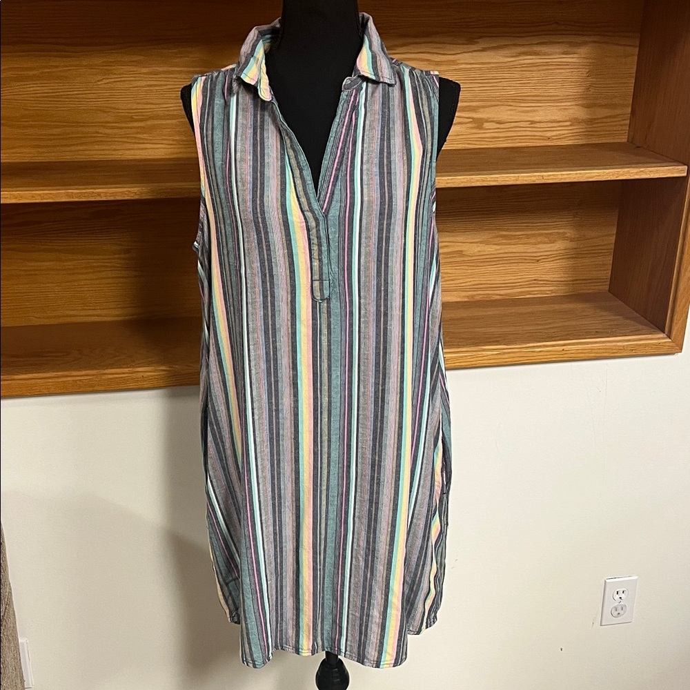 ⭐️3/$20 St. John's Bay Multicolor Striped collared dress with v neck